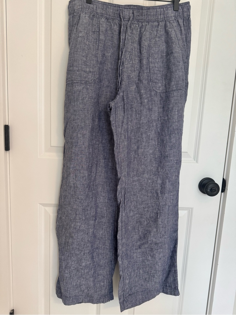 Jones New York 100% Linen Blue Wide Leg Pull On Pants Size L